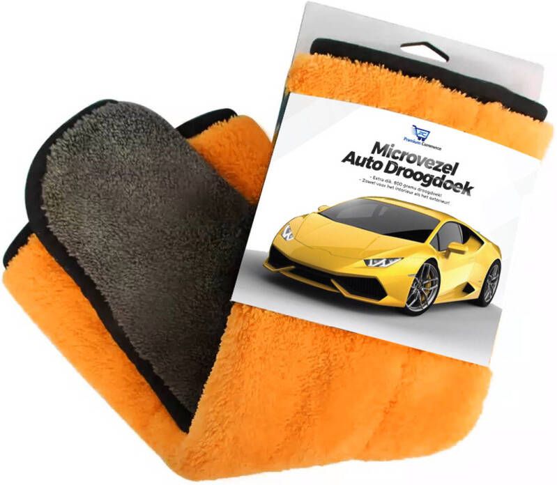Premium Commerce Droogdoek Auto Badkamer Drying Towel Watermagneet Microvezel Doek 45 x 38 cm Oranje