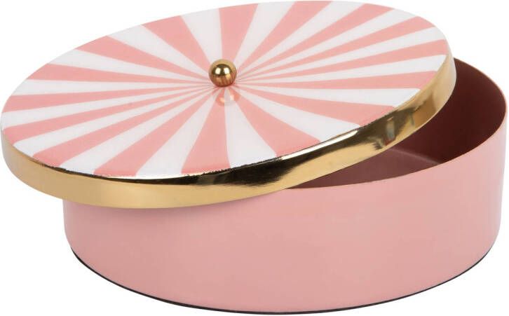 Present Time Opbergbox Candy Swirl Rond Large Flamingo pink & white