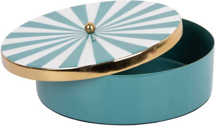 Present Time Opbergbox Candy Swirl Rond Large Turquoise blue & white