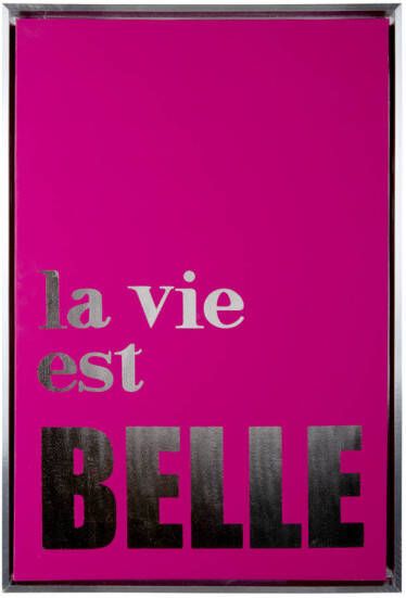 Present Time Wall Art La Vie Est Belle Medium Dark pink & silver