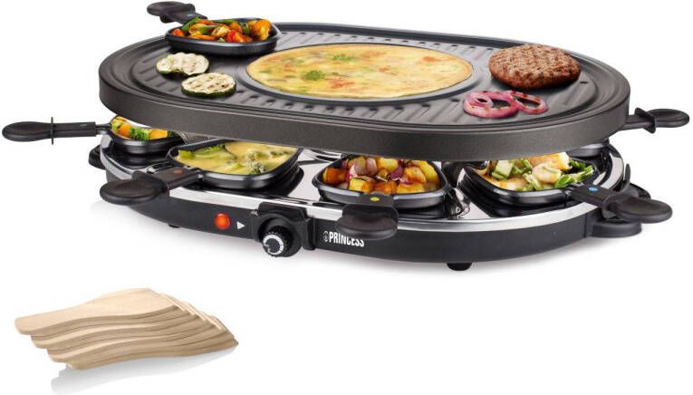 Princess 162700 Oval Grill Party Gourmetstel Speciaal crêpegedeelte 8 personen 43 x 30 cm