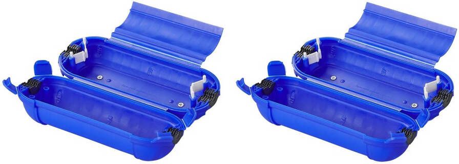 Pro Plus 2x stekkersafes veiligheidsboxen stekkerverbindingen IP44 kunststof blauw 21 x 8 x 8 5 cm Stekkersafe