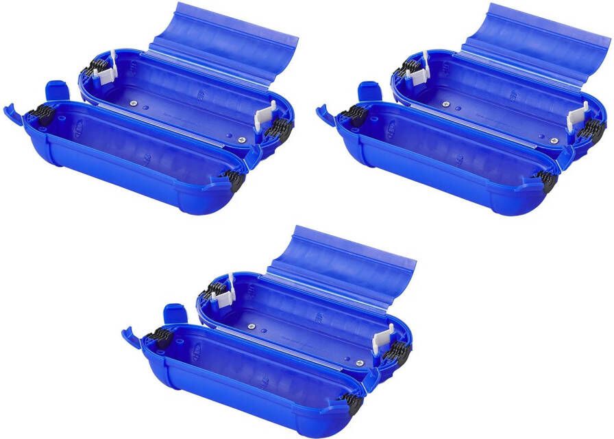 Pro Plus 3x stekkersafes veiligheidsboxen stekkerverbindingen IP44 kunststof blauw 21 x 8 x 8 5 cm Stekkersafe
