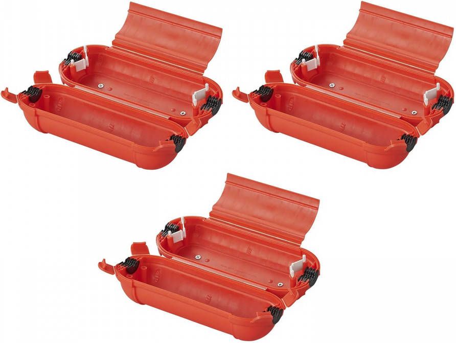 Pro Plus 3x Stekkersafes veiligheidsboxen stekkerverbindingen IP44 kunststof rood 21 x 8 x 8 5 cm Stekkersafe
