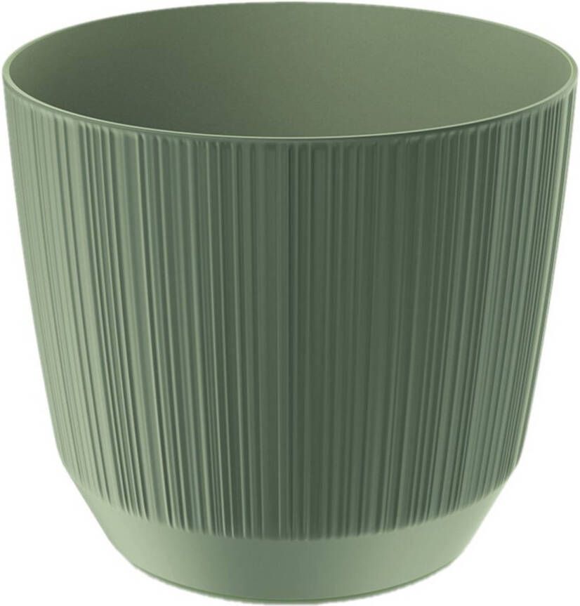 Prosperplast Moderne carf-stripe plantenpot bloempot kunststof dia 19 5 cm hoogte 17 cm groen voor binnen buiten
