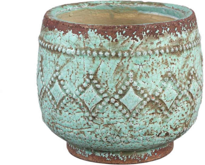 Ptmd Collection PTMD Jiske Green terracotta pot earth rhombus round L