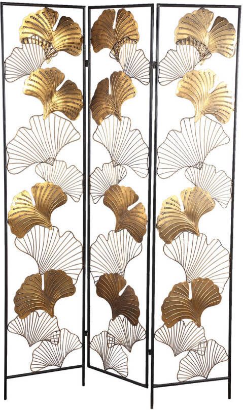 Ptmd Collection PTMD Nadesh Gold metal roomdivider ginkgo leafs rect