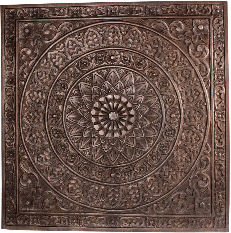 Ptmd Collection PTMD Restin Brown MDF antique carved wall panel rect