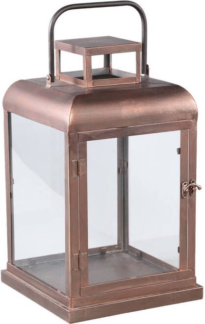 Ptmd Collection PTMD Vitoria Copper rectangle iron lantern with glass M
