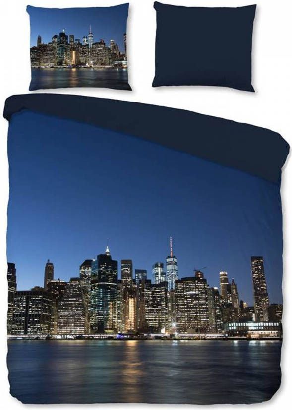 Pure NY City dekbedovertrek Lits-jumeaux (240x200 220 cm + 2 slopen) Microvezel Blauw