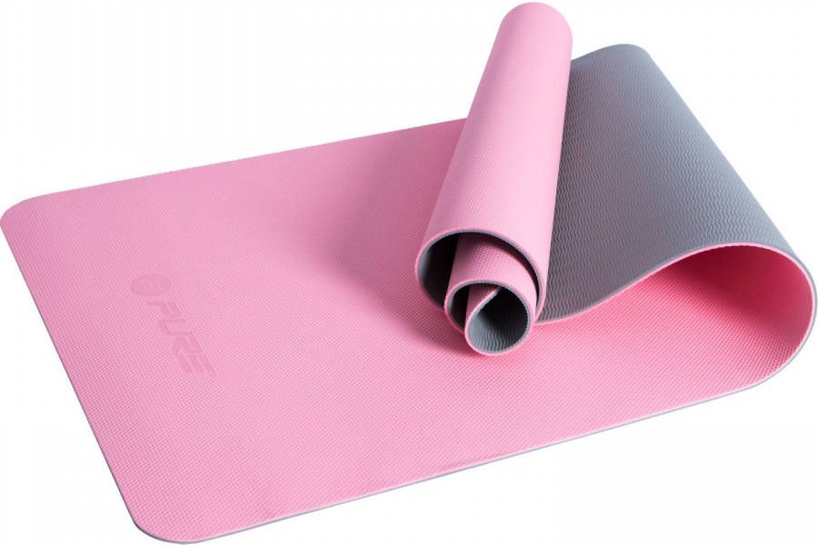 Pure2Improve yogamat 173 x 58 cm elastomeer rubber roze