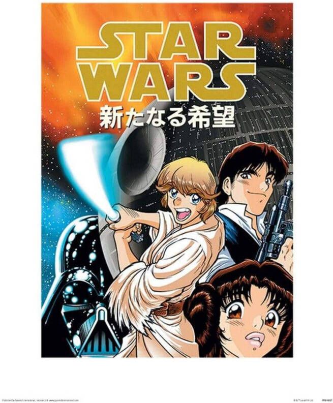 Merkloos Kunstdruk Star Wars Anime Assault 30x40cm