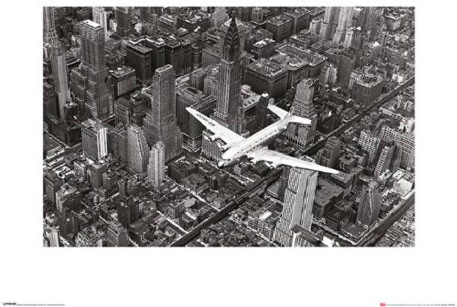 Merkloos Kunstdruk Time Life DC4 Over Manhattan 60x80cm