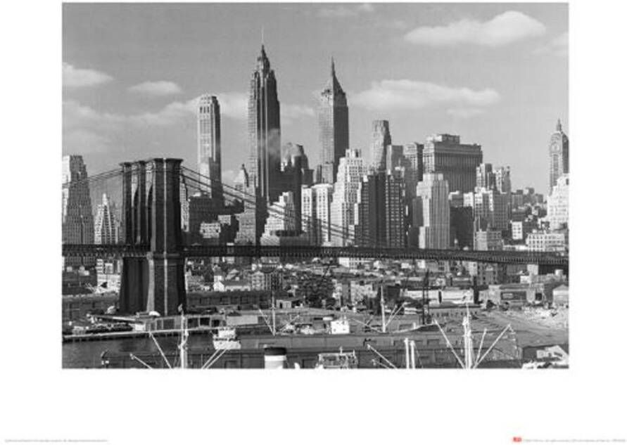 Merkloos Kunstdruk Time Life Lower Manhattan Skyline 1948 40x50cm