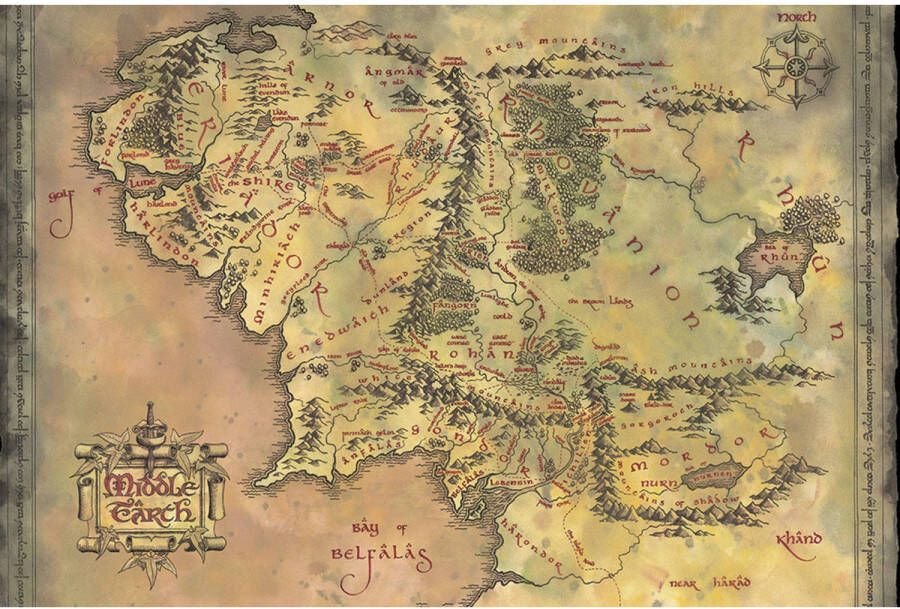 Pyramid Poster The Lord of the Rings Middle Earth Map 91 5x61cm