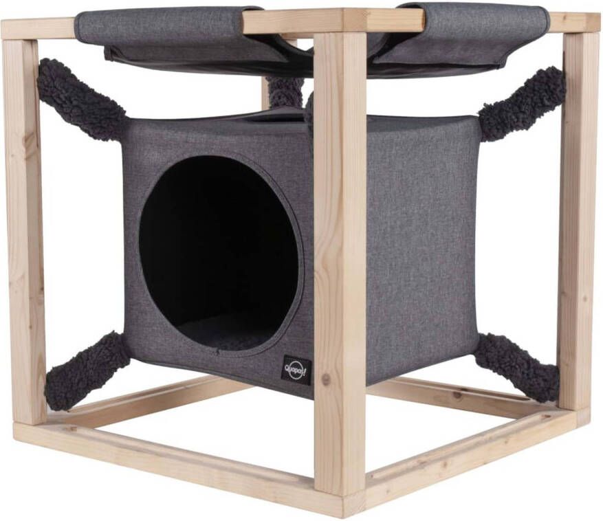 Quapas! Kattenbed met hangmat Catcube M 54x54x54 cm grijs