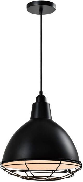 QUVIO Hanglamp industrieel Fabriekslamp met stalen rooster D 32 cm Zwart