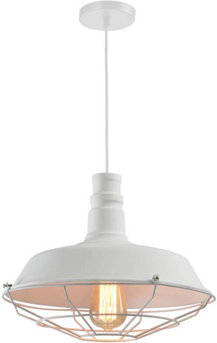 QUVIO Hanglamp landelijk Plafondlamp Sfeerlamp Leeslamp Eettafellamp Verlichting Slaapkamer lamp Slaapkamer verlichting Keukenverlichting Keukenlamp Schaal met rooster Diameter 36 cm Wit