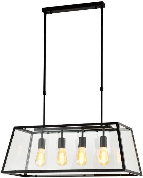 QUVIO Hanglamp modern Plafondlamp Eettafellamp Verlichting Slaapkamer verlichting Keukenverlichting E27 Met 4 Lichtpunten Voor binnen 30 x 78 cm (lxb) Metaal Zwart