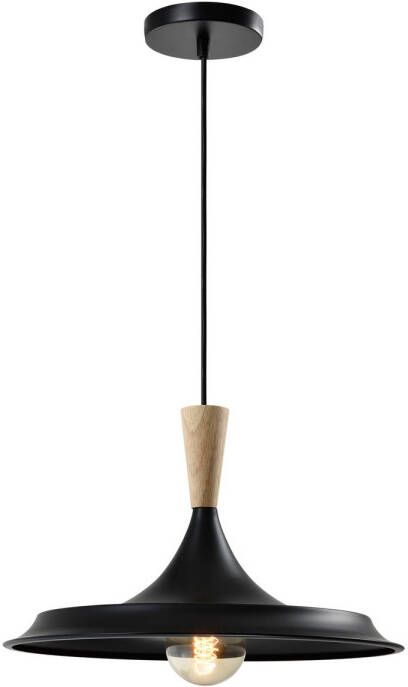 QUVIO Hanglamp retro Aziatische stijl Houten kop D 40 cm Zwart