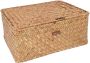 QUVIO Opbergmand Maat L Opbergdoos Opbergbox Voorraaddoos Organizer Sorteerdoos Met deksel Met knoop Rotan Bruin 29 x 19 x 12 cm - Thumbnail 2