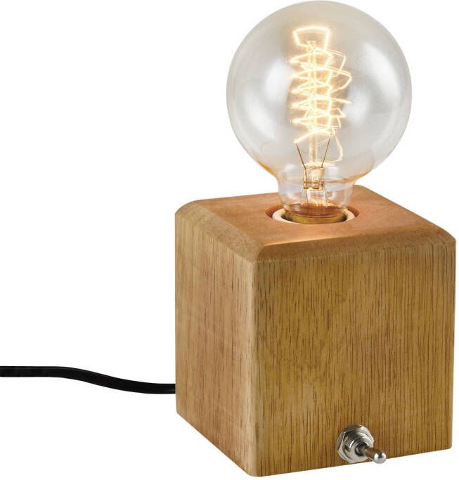 QUVIO Tafellamp Scandinavisch Bulb op houten voet 9 5 x 9 5 x 10 cm