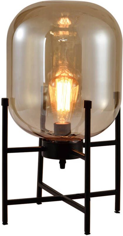 QUVIO Tafellamp modern Glazen stolp in metalen frame Diameter 28 cm