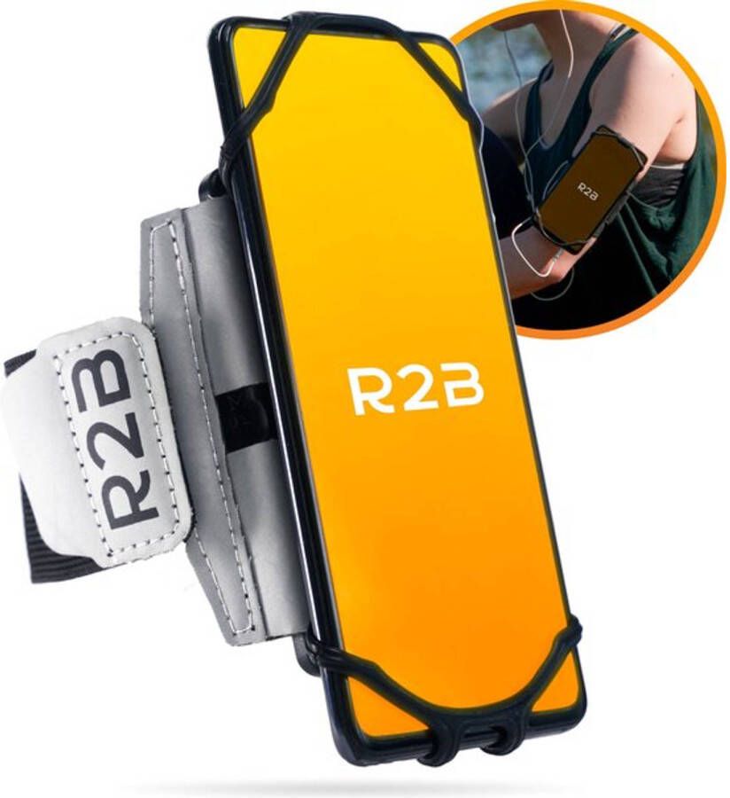 R2B Hardloop telefoonhouder met 360 graden rotatie t m 6 5 inch Zilver Sportarmband Telefoon Hardloop Armband