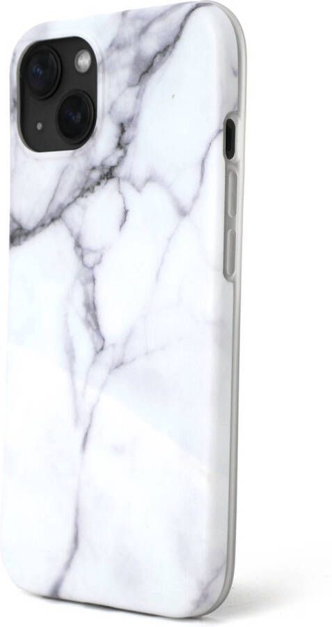 R2B Marmer hoesje geschikt voor iPhone 13 Model De Bilt Inclusief screenprotector Gsm case Wit