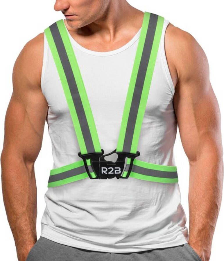 R2B Reflecterend Veiligheidsvest Hardloopvest Running Vest Verstelbaar Elastisch Geel