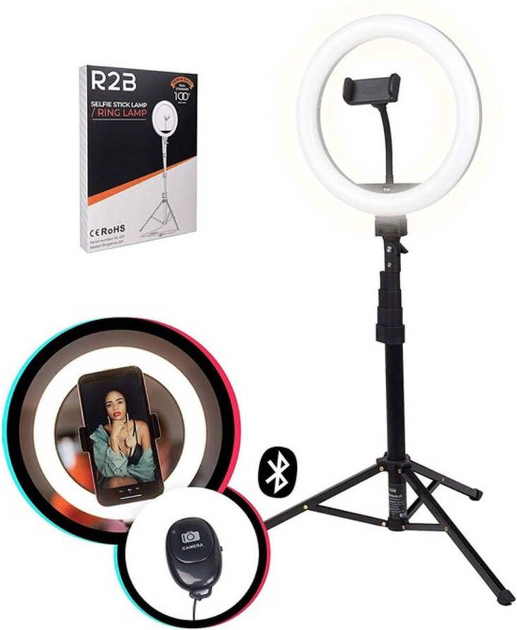 R2B Ringlamp met Statief 10 Inch 186 cm hoog 30 lichtstanden Ringlight Ring Light Ringlampen