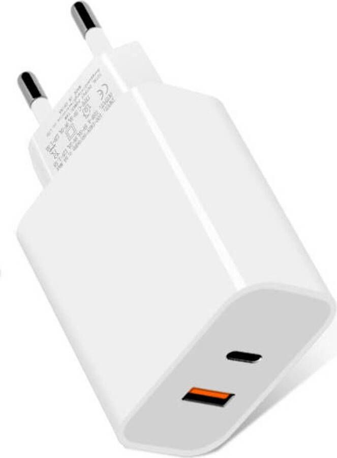 R2B USB A & USB C Adapter Oplader iPhone geschikt voor Apple Samsung USB Adapter USB Stekker- Wit