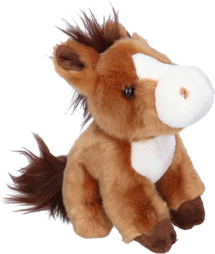 Ravensden Pony paard pluche knuffeldier 18 cm bruin boerderijdieren knuffels Knuffel boederijdieren