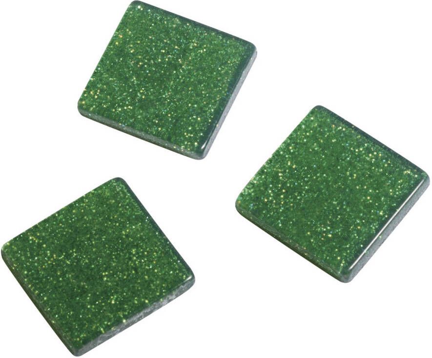 Rayher Hobby 205x stuks acryl glitter mozaiek steentjes groen 1 x 1 cm Mozaiektegel