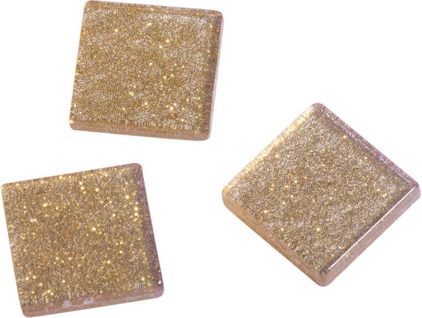 Rayher Hobby 205x stuks Glitter mozaiek steentjes goud van 1 cm Mozaiektegel