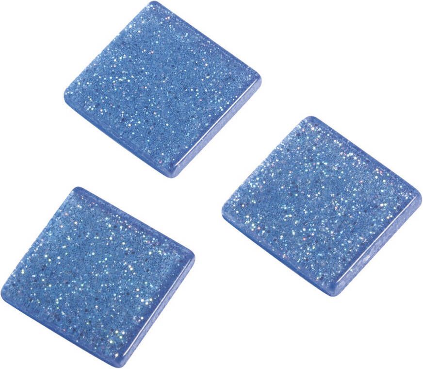 Rayher Hobby 615x stuks Acryl glitter mozaiek steentjes blauw 1 x 1 cm Mozaiektegel