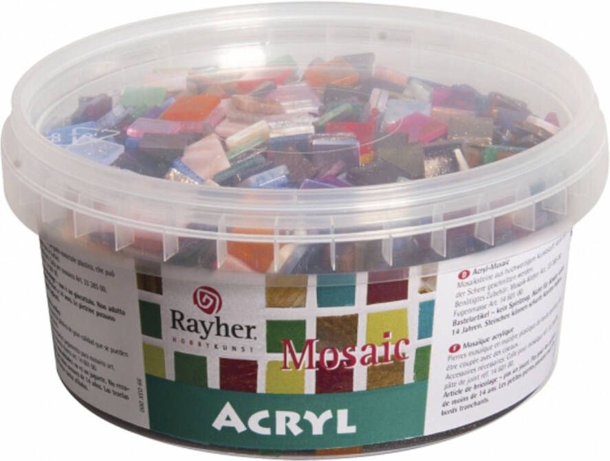 Rayher Hobby Mozaiek steentjes diverse kleuren 1270x stuks 1 x 1 cm formaat hobby Mozaiektegel