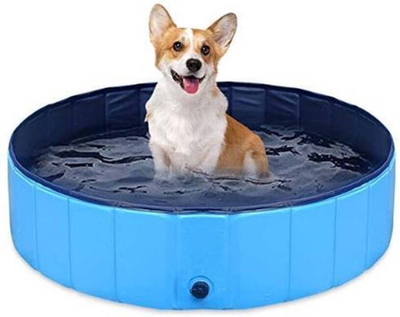 Relaxwonen Dog Pool Zwembad voor Honden Hondenzwembad Opvouwbaar Puppy Kitten Kat Huisdier Blauw