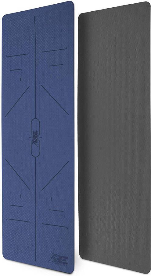 RE:SPORT Yogamat blauw-grijs 183 x 61 x 0 6 cm fitnessmat gymmat gymnastiekmat logo