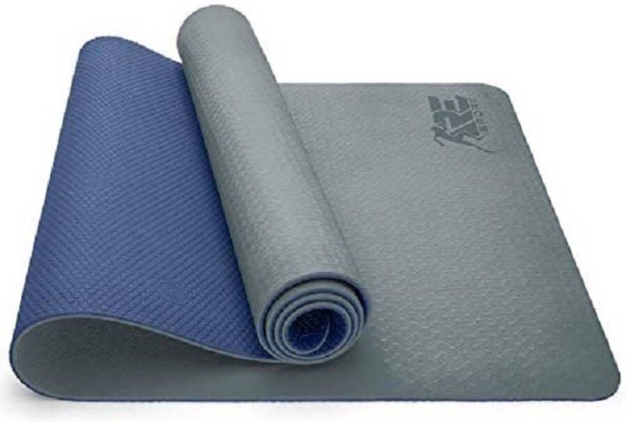 RE:SPORT Yogamat grijs-donkerblauw fitnessmat gymnastiekmat pilatesmat sportmat 183 x 61 x 0 6 cm