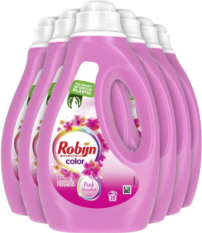 Robijn Color Pink Sensation Vloeibaar Wasmiddel 6x 1 Liter (6x20) 120 wasbeurten