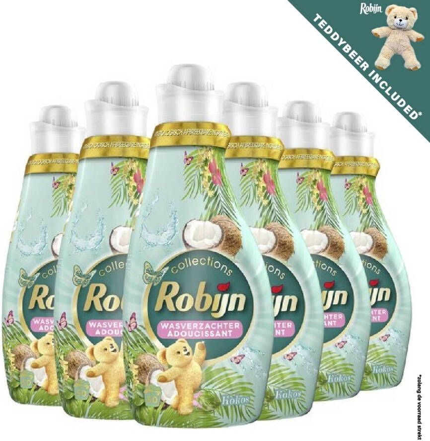 Robijn Vloeibare Wasverzachter Collections Kokos Sensation 6 x 50 wasbeurten Voordeelverpakking