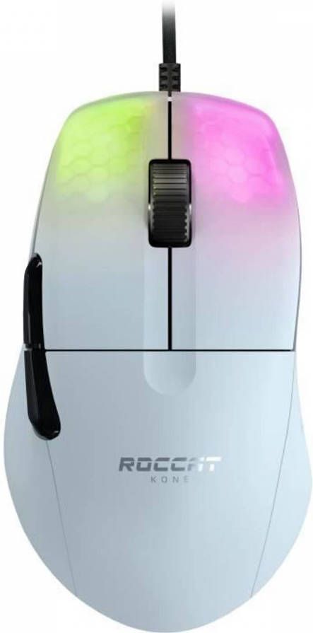 Roccat Kone One Pro witte ergonomische gamingmuis met hoge prestaties