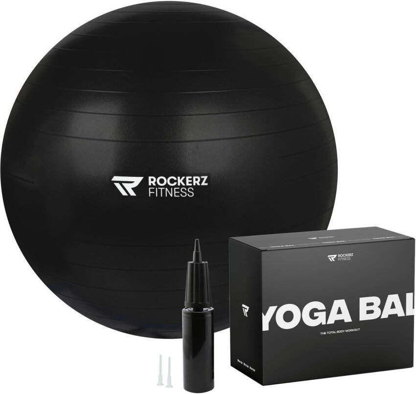 ROCKERZ FITNESS Fitnessbal Yoga bal Gymbal Zitbal 75 cm Kleur: Zwart