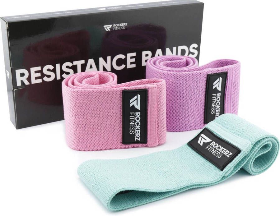 ROCKERZ FITNESS Weerstandsband Resistance band Fitness elastiek 3 Stuks Pastel