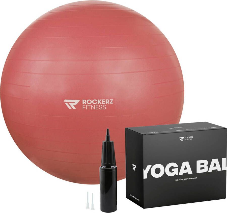 ROCKERZ FITNESS Yoga bal inclusief pomp Pilates bal Fitness bal Zwangerschapsbal 65 cm kleur: Rose gold