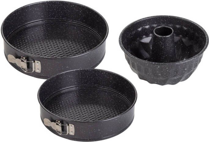 Rosmarino BakerPro Springvorm set Tulbandvorm Springvorm 24 cm Springvorm 28 cm 3 stuks Zwart