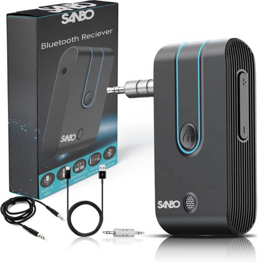 Sanbo Bluetooth Receiver BT7 Batterijduur 12 uur 3.5mm Aux Bluetooth Ontvanger Handsfree Bellen Audio Receiver