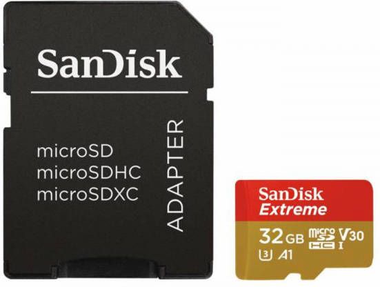 Sandisk 32GB Extreme microSDHC geheugenkaart klasse 10 + adapter