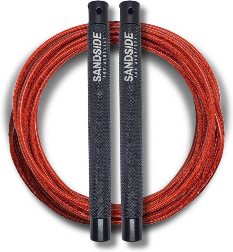 Sandside Springtouw Speedrope Verstelbaar Zwart Handvat Rood Touw